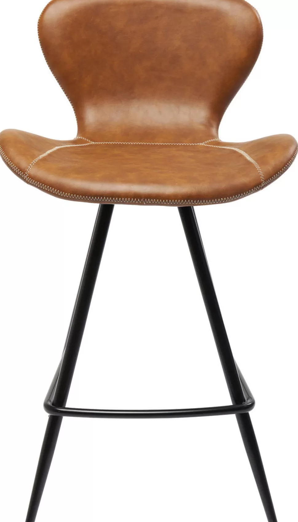 Hokery-KARE Design Hoker Ekoskóra Brązowy Nogi Metalowe Czarne 91cm