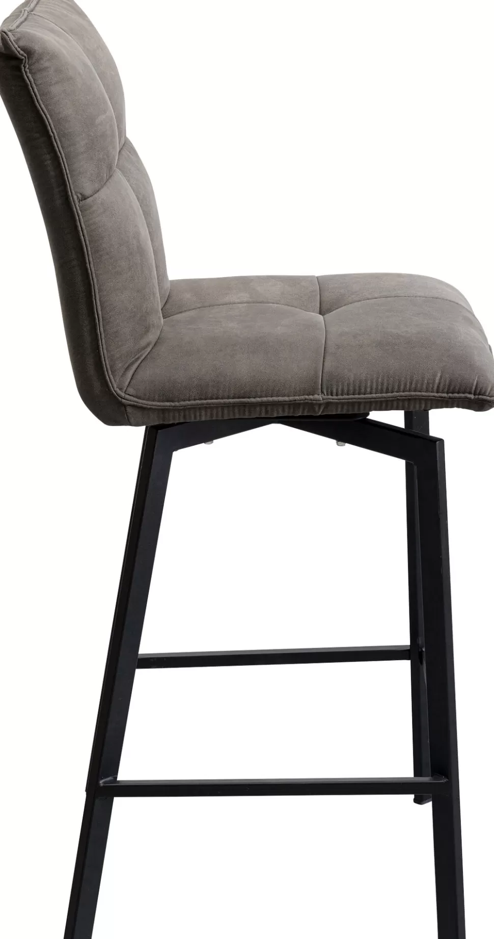 Hokery-KARE Design Hoker Z Obrotowym Siedziskiem Pikowany Brązowy Nogi Stal 69 Cm