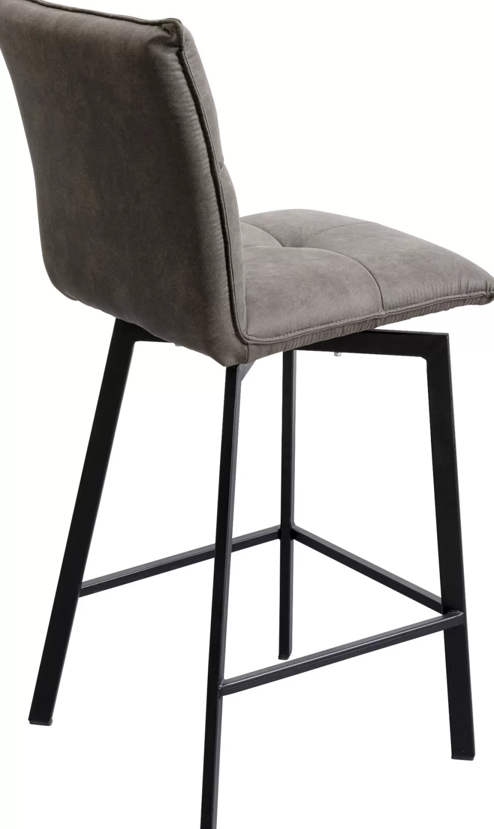 Hokery-KARE Design Hoker Z Obrotowym Siedziskiem Pikowany Brązowy Nogi Stal 69 Cm
