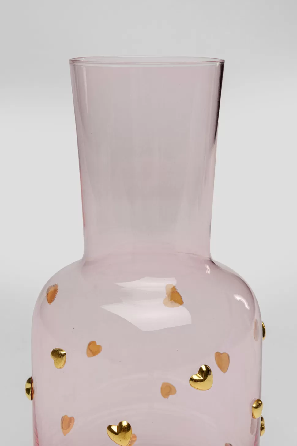 Zastawa Stołowa | Dzbanki-KARE Design Karafka Szklana Różowa Wzór Złote Serduszka 755 Ml