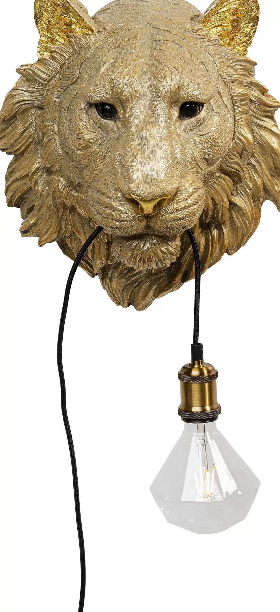 Kinkiety-KARE Design Kinkiet Tiger Head 34x38 Cm Złoty