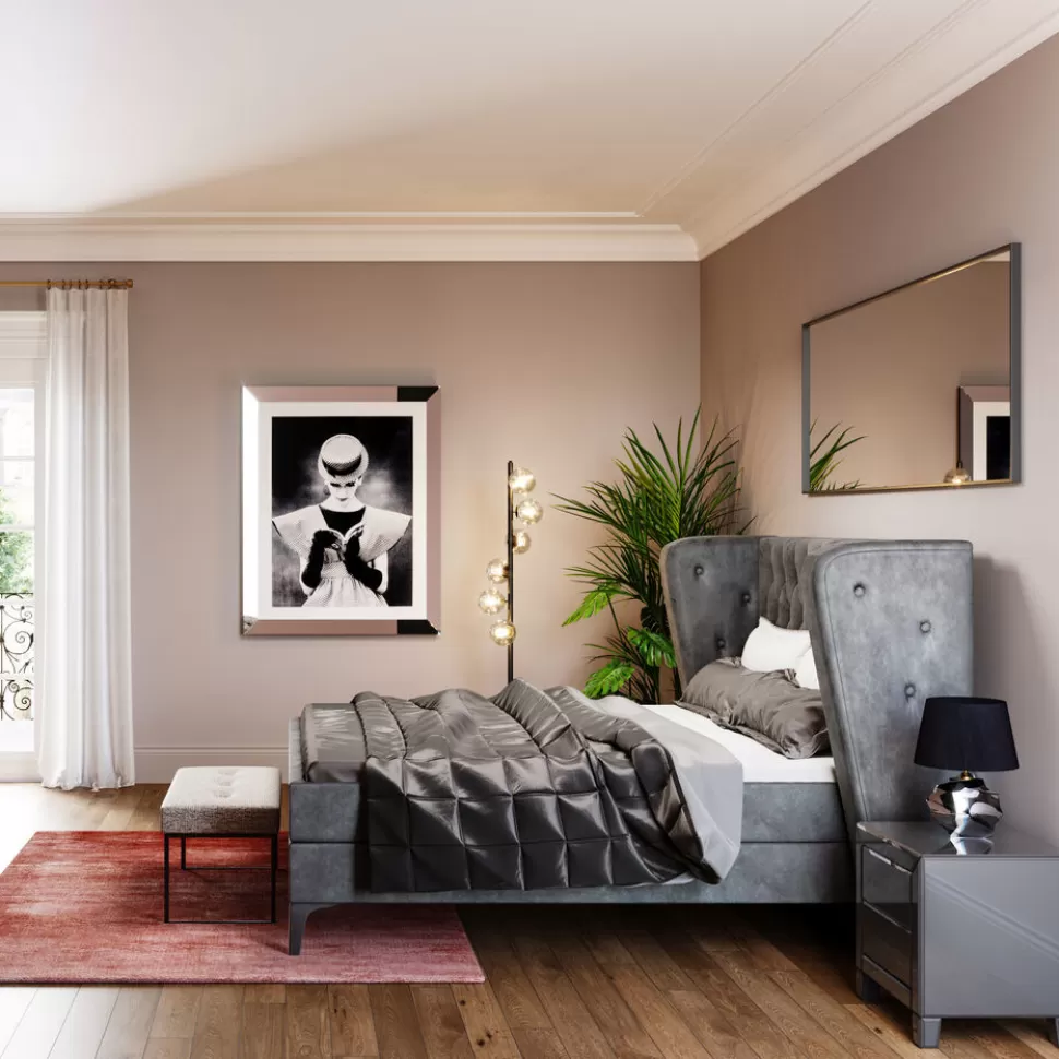 Łóżka-KARE Design Łóżko Benito Moon 180x200 Cm Szare