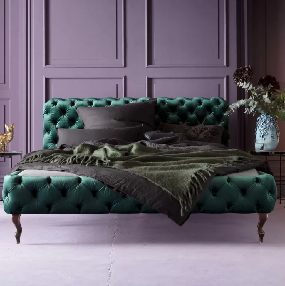 Łóżka-KARE Design Łóżko Desire Velvet 160x200 Cm Zielone