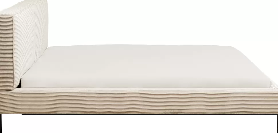 Łóżka-KARE Design Łóżko Podwójne Z Zagłówkiem Kremowe Nogi Czarne 180x200 Cm