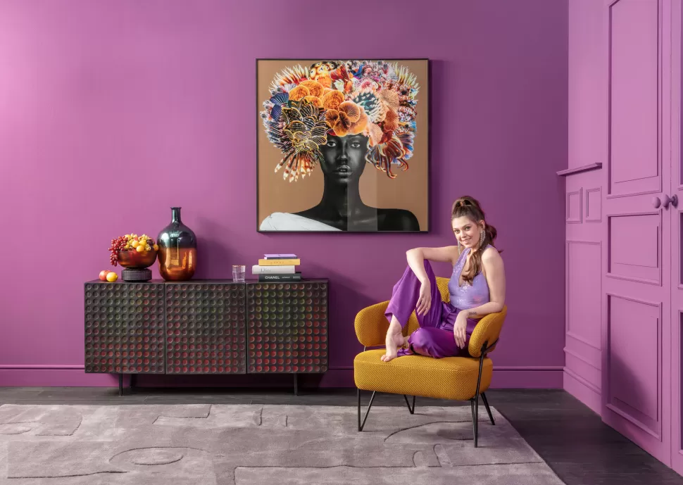 Komody-KARE Design Komoda 3-drzwiowa Fornirowana Czarna Front Kolorowy 160x75 Cm
