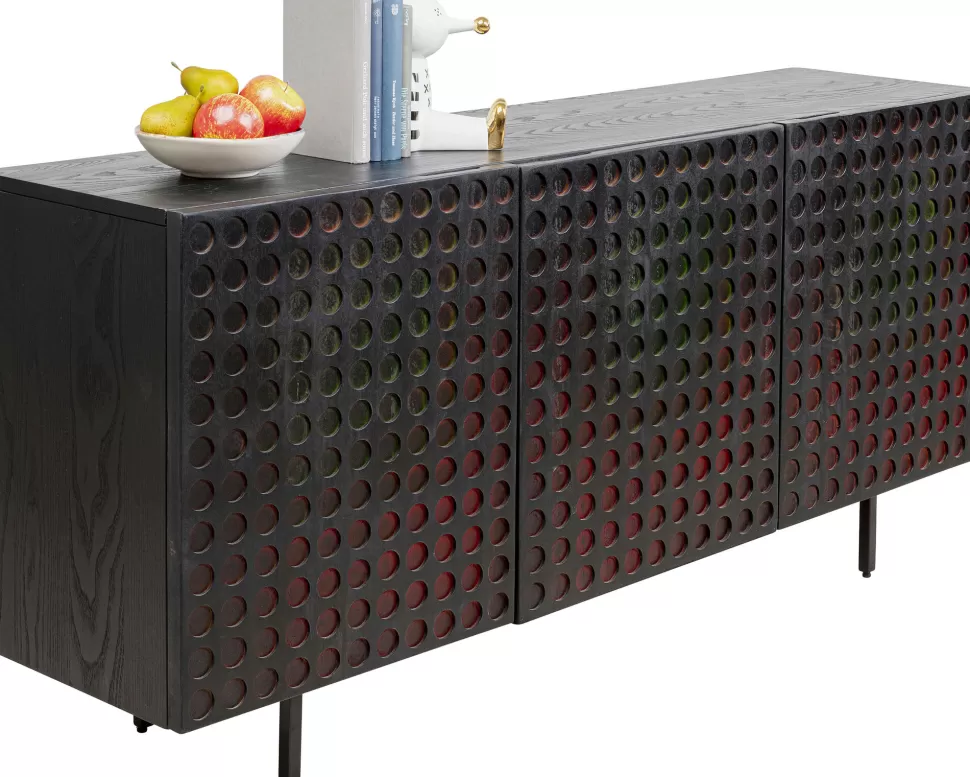 Komody-KARE Design Komoda 3-drzwiowa Fornirowana Czarna Front Kolorowy 160x75 Cm