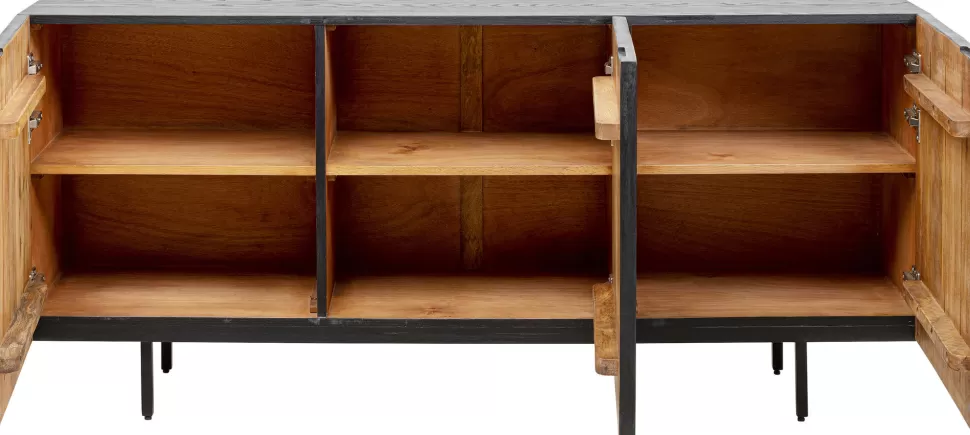 Komody-KARE Design Komoda 3-drzwiowa Fornirowana Czarna Front Kolorowy 160x75 Cm