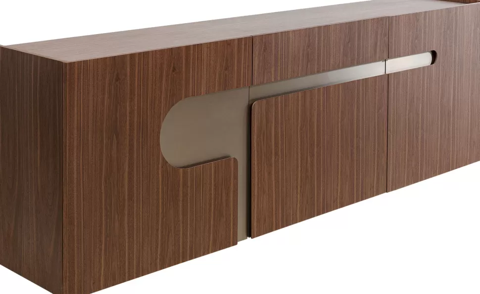 Komody-KARE Design Komoda Brązowa Fornirowana 3-drzwiowa 200x76 Cm