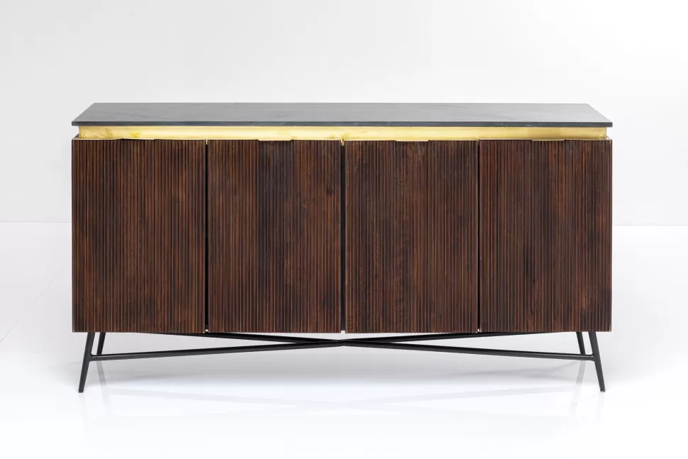 Komody-KARE Design Komoda Catalina 160x86 Cm Drewno Mango Ciemnobrązowe - Blat Marmur