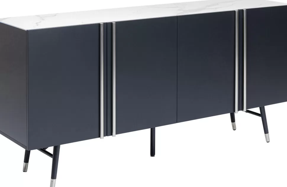 Komody-KARE Design Komoda Catania 180x61 Cm Ciemnoszara - Blat Szklany