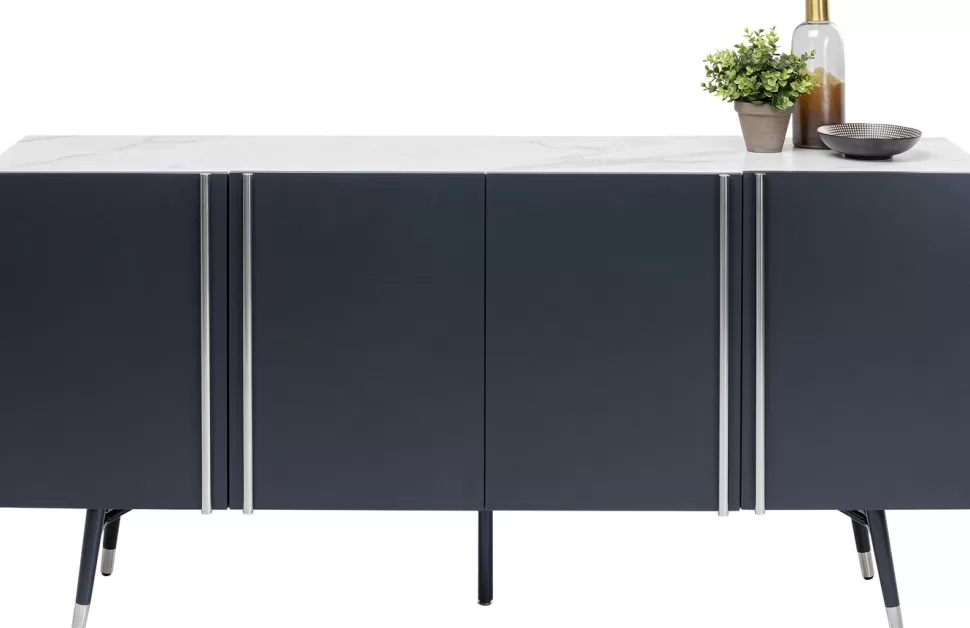 Komody-KARE Design Komoda Catania 180x61 Cm Ciemnoszara - Blat Szklany