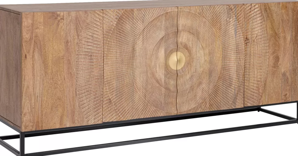 Komody-KARE Design Komoda Drewniana Czterodrzwiowa Boho Podstawa Czarna 177x75 Cm