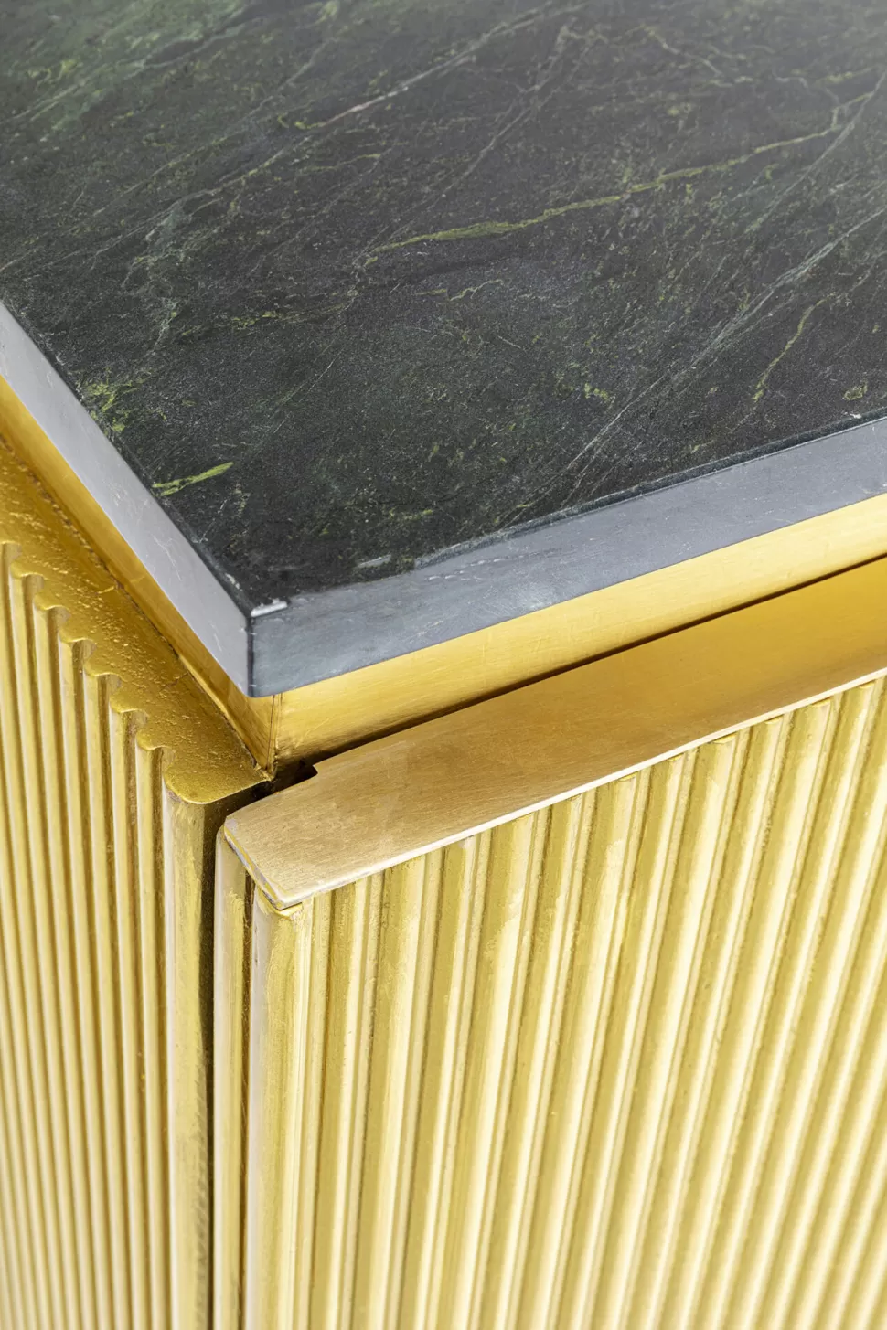 Komody-KARE Design Komoda Goldie 160x86 Cm Drewno Mango Złota - Blat Zielony Marmur