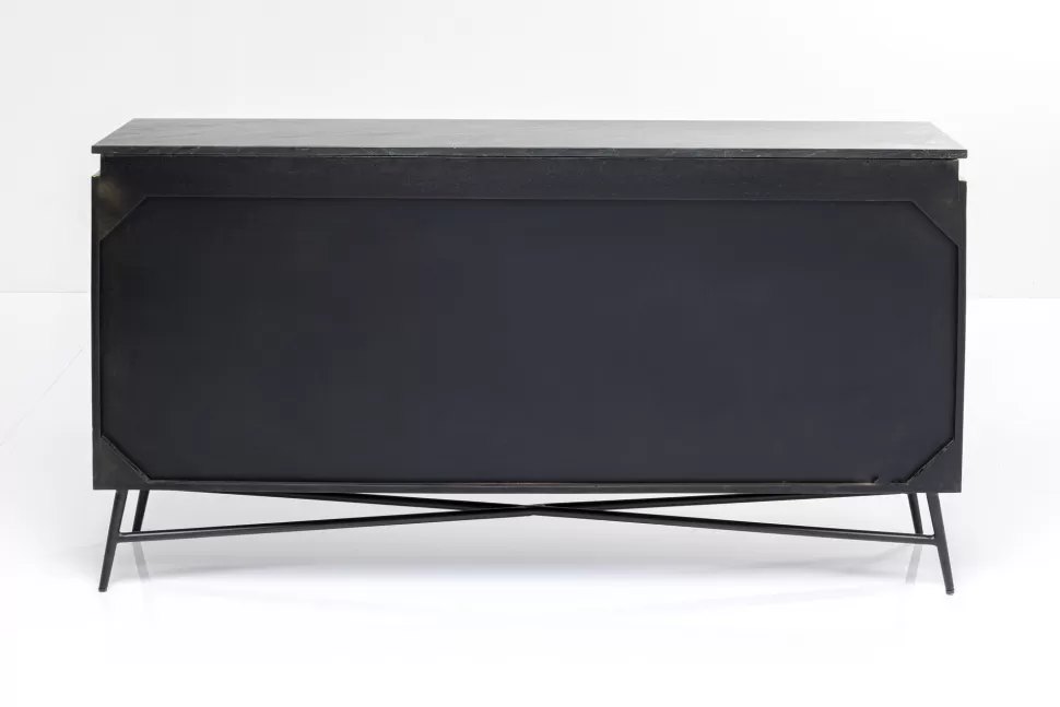 Komody-KARE Design Komoda Goldie 160x86 Cm Drewno Mango Złota - Blat Zielony Marmur