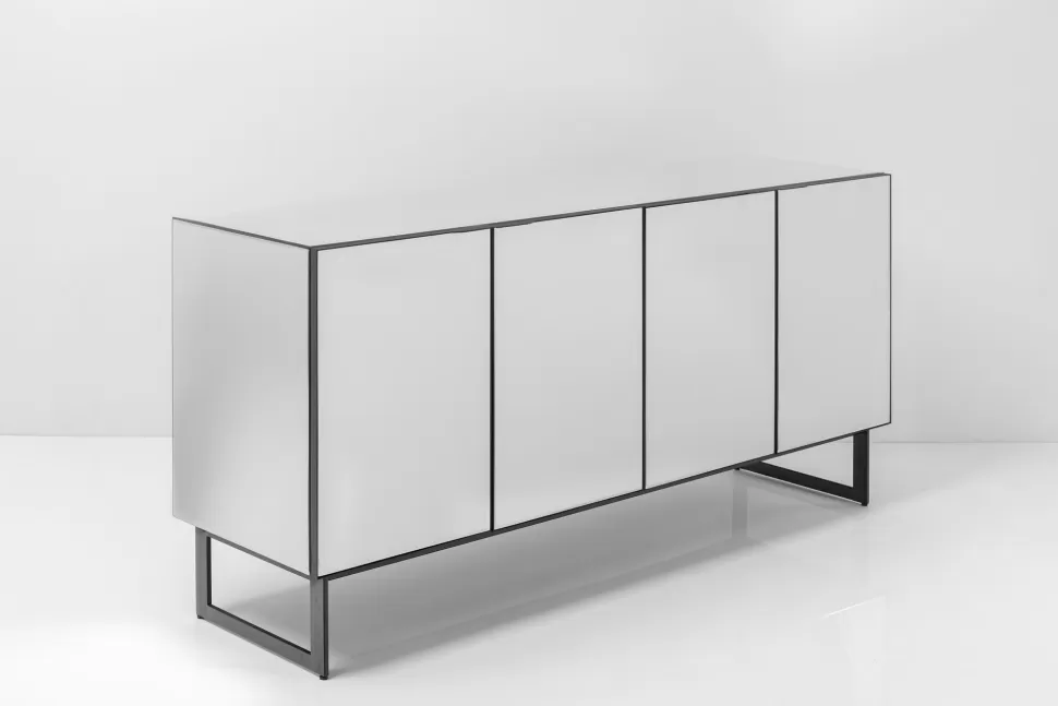 Komody-KARE Design Komoda Lustrzana 4-drzwiowa Nogi Czarne 160x80 Cm