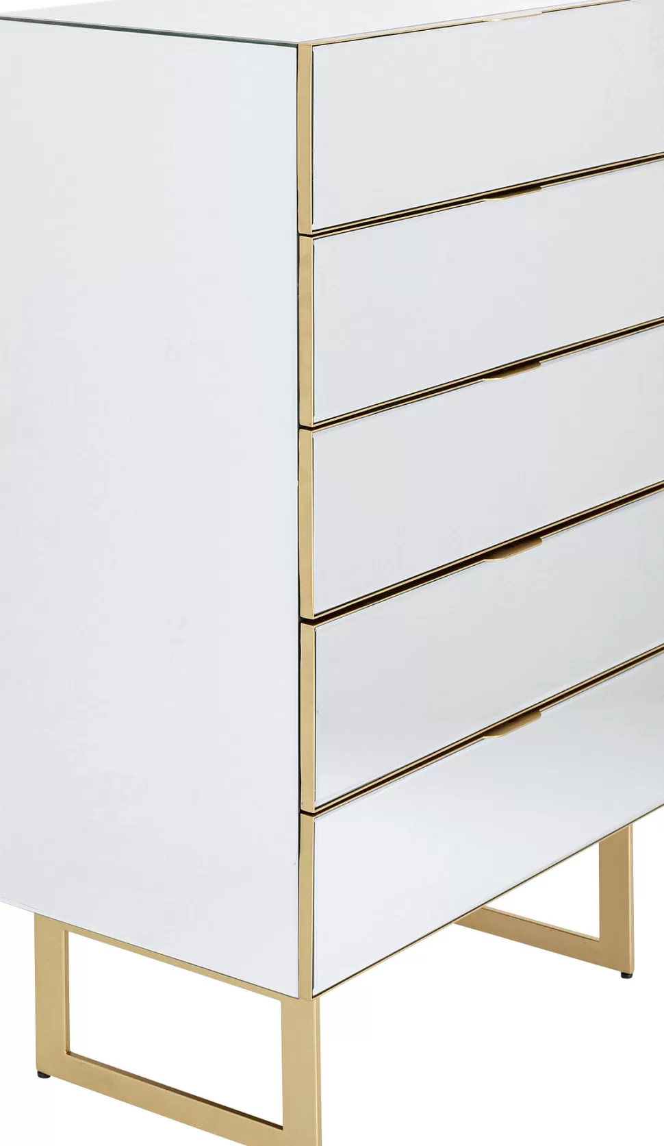 Komody-KARE Design Komoda Lustrzana Z 5 Szufladami Nogi Złote 65x114 Cm