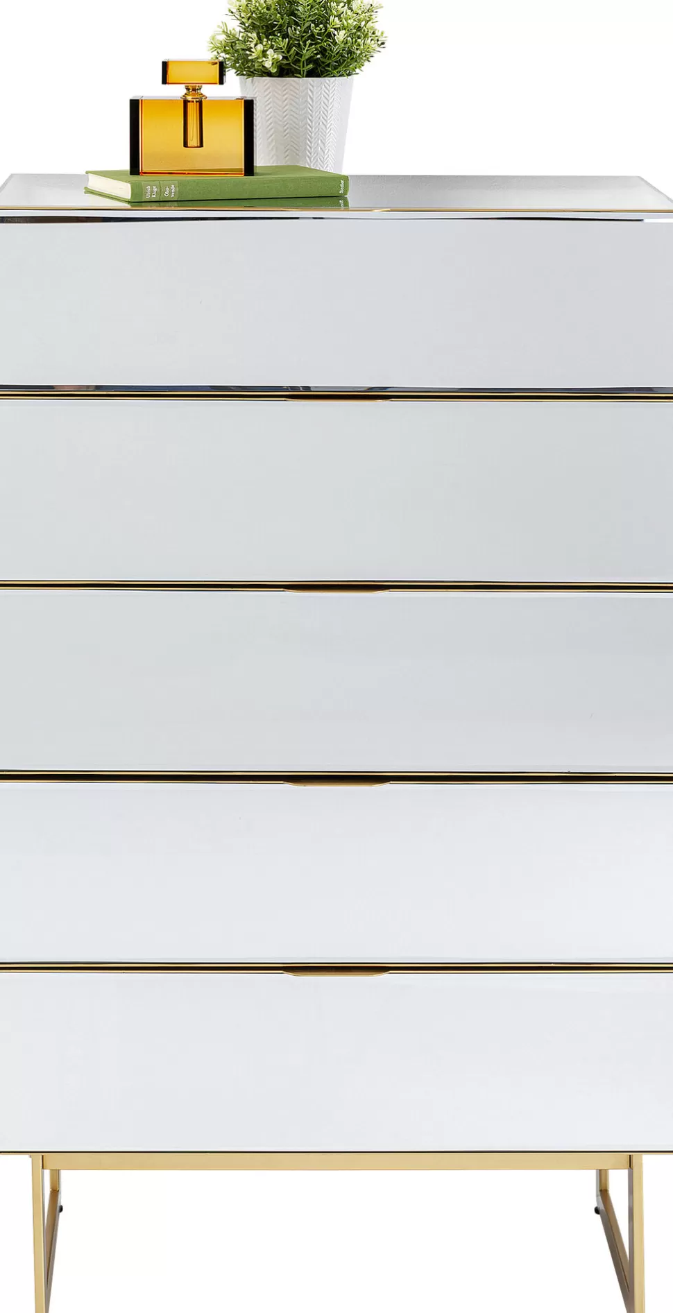 Komody-KARE Design Komoda Lustrzana Z 5 Szufladami Nogi Złote 65x114 Cm