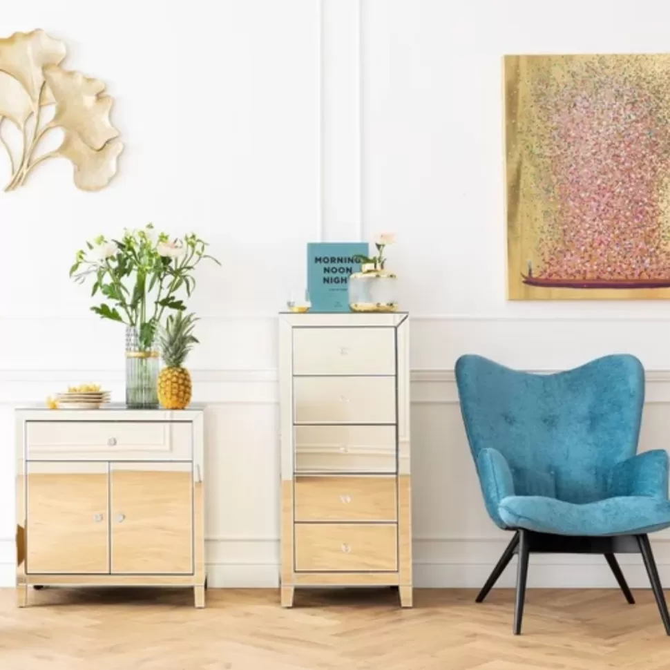 Komody-KARE Design Komoda Luxury Gold 5 49x110 Cm Szampańska