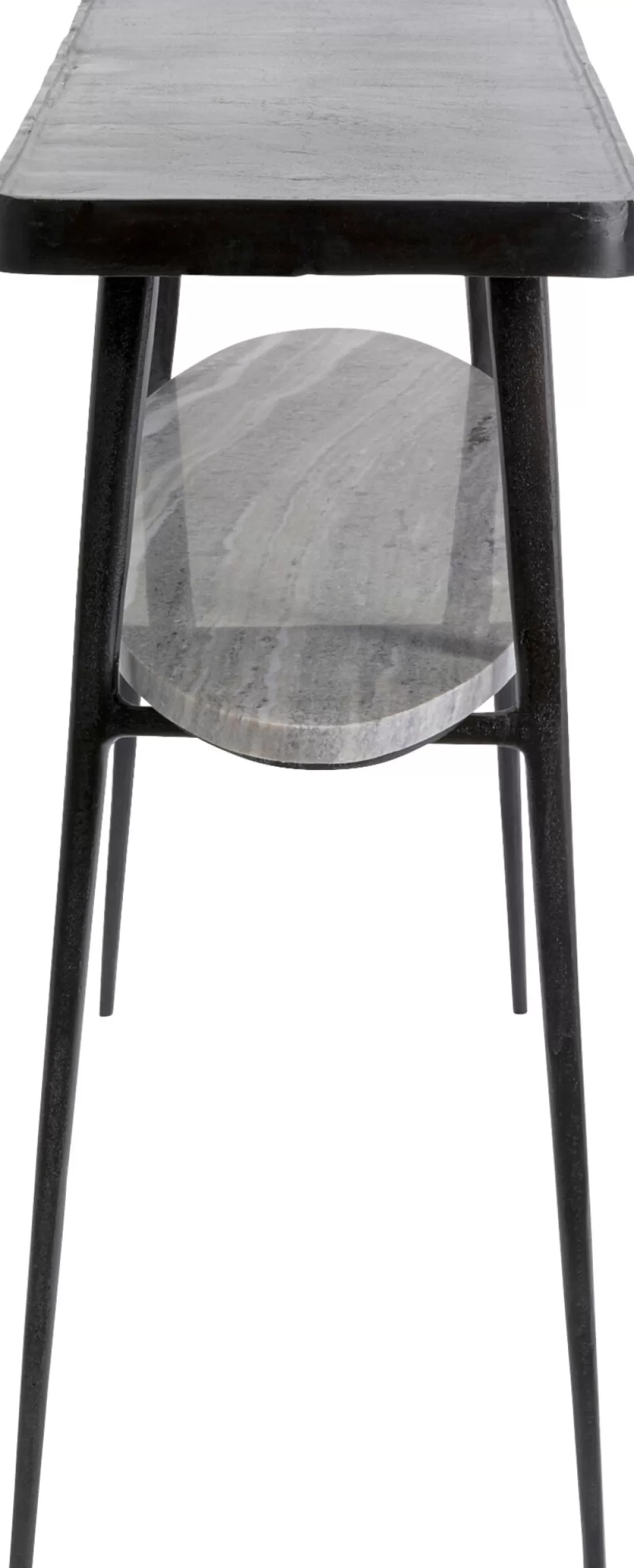 Konsole I Toaletki-KARE Design Konsola Czarna Z Aluminium Półka Marmurowa 135x35 Cm