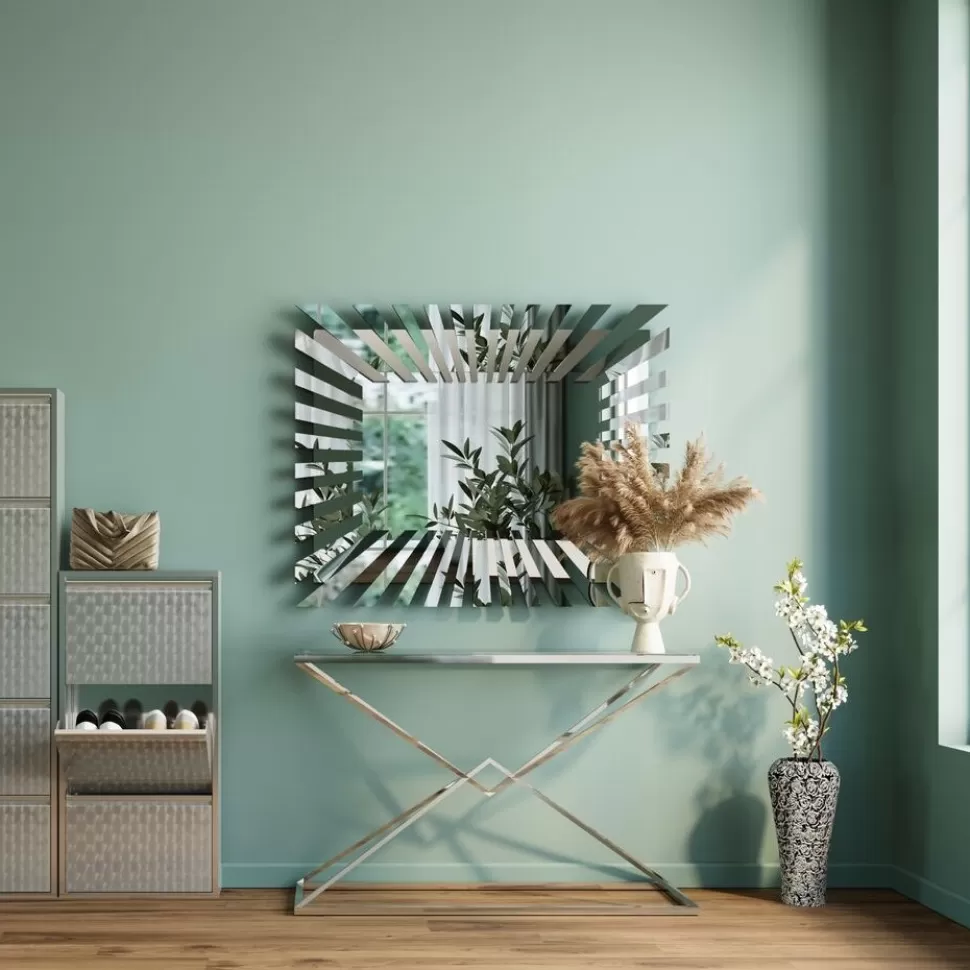 Konsole I Toaletki-KARE Design Konsola Diamond Connection 120x40 Cm Srebrna