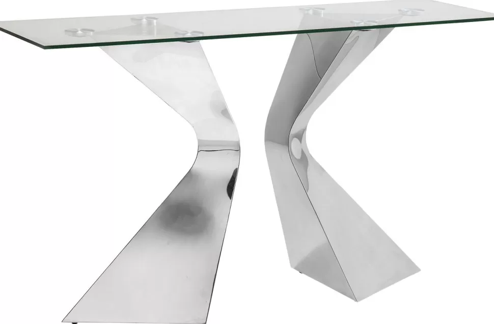 Konsole I Toaletki-KARE Design Konsola Gloria 140x45 Cm Srebrna