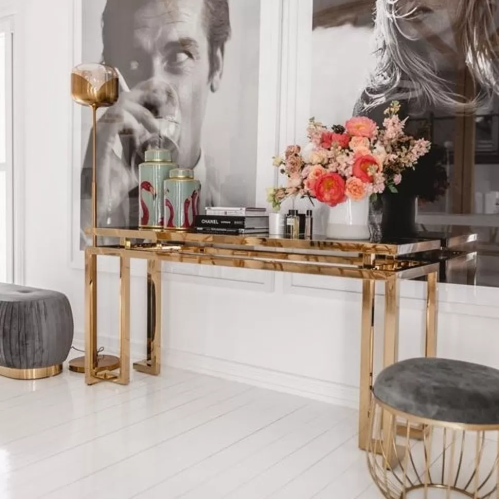 Konsole I Toaletki-KARE Design Konsola Gold Rush 160x45 Cm Złota