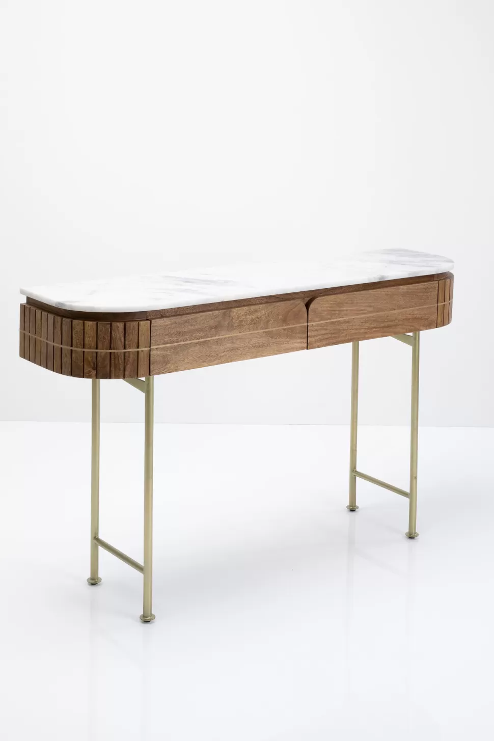 Konsole I Toaletki-KARE Design Konsola Grace 100x30 Cm Drewno Mango - Blat Marmur