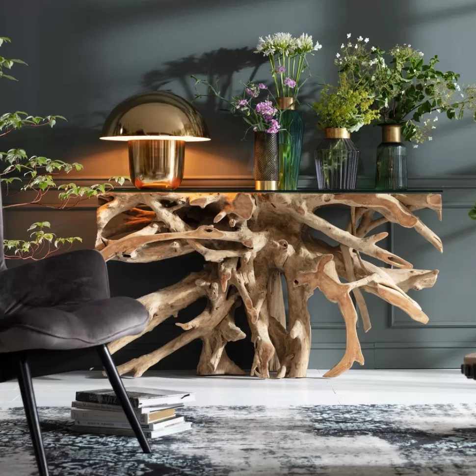 Konsole I Toaletki-KARE Design Konsola Roots 150x40 Cm Drewniana