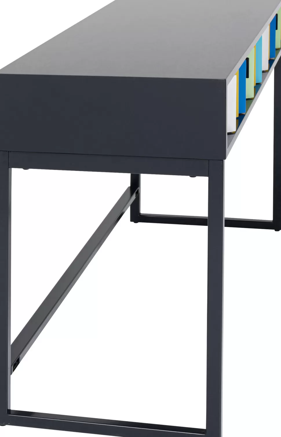 Konsole I Toaletki-KARE Design Konsola Z Szufladami MDF Czarna 136x40 Cm Front Kolorowy