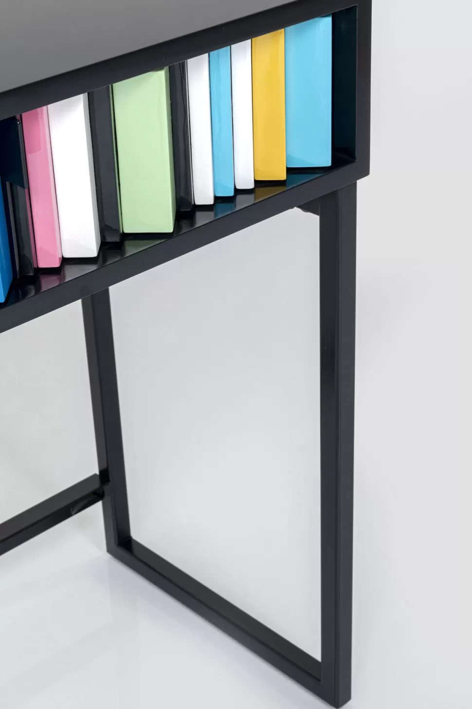 Konsole I Toaletki-KARE Design Konsola Z Szufladami MDF Czarna 136x40 Cm Front Kolorowy
