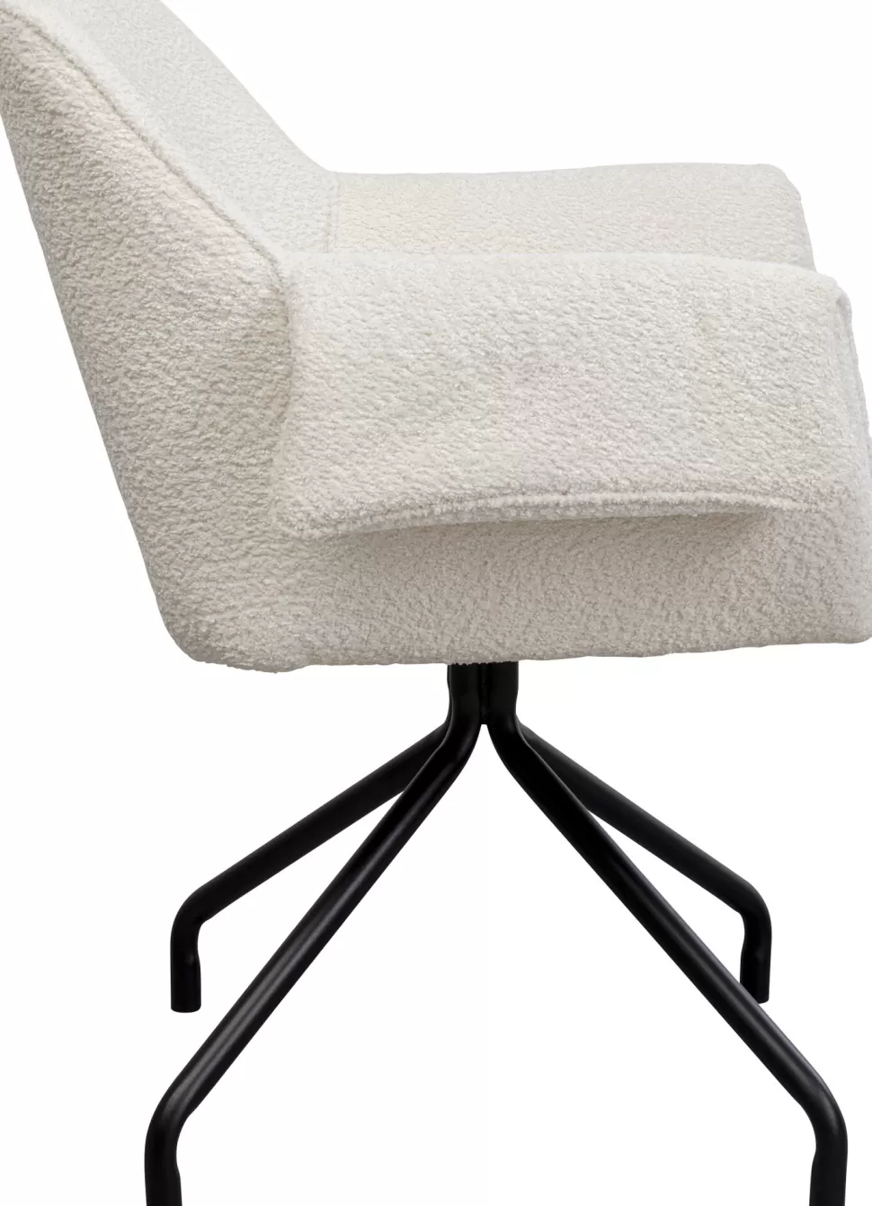 Krzesła-KARE Design Krzesło Białe Z Podłokietnikami Obrotowe Nogi Czarne Stalowe 70x84 Cm