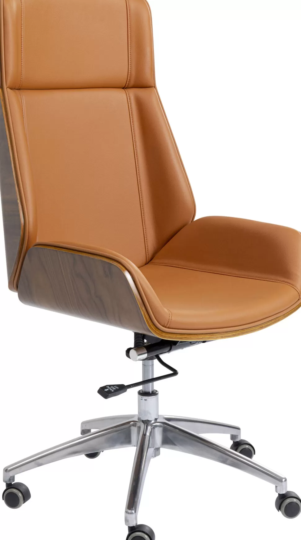 Krzesła-KARE Design Krzesło Biurowe High Bossy 59x116-124 Cm Brązowe Ekoskóra