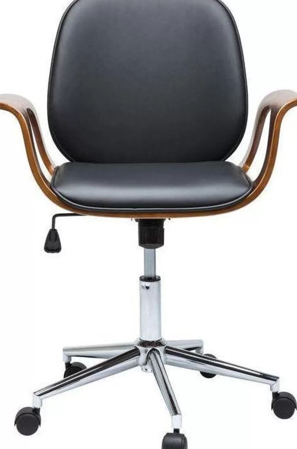Krzesła-KARE Design Krzesło Biurowe Patron 67x101 Cm Czarno-orzechowe Ekoskóra