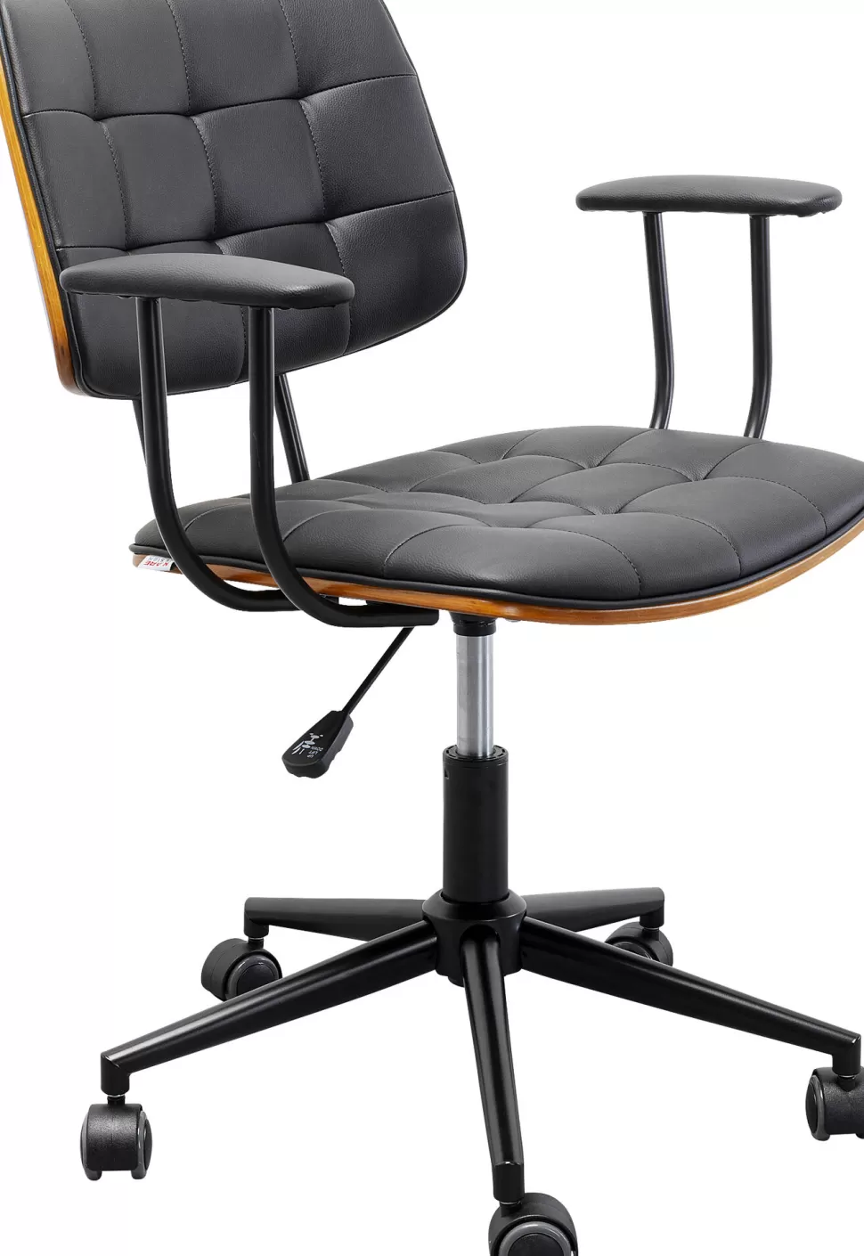 Krzesła-KARE Design Krzesło Biurowe Pikowane Czarno-brązowe Ekoskóra 65x87 Cm
