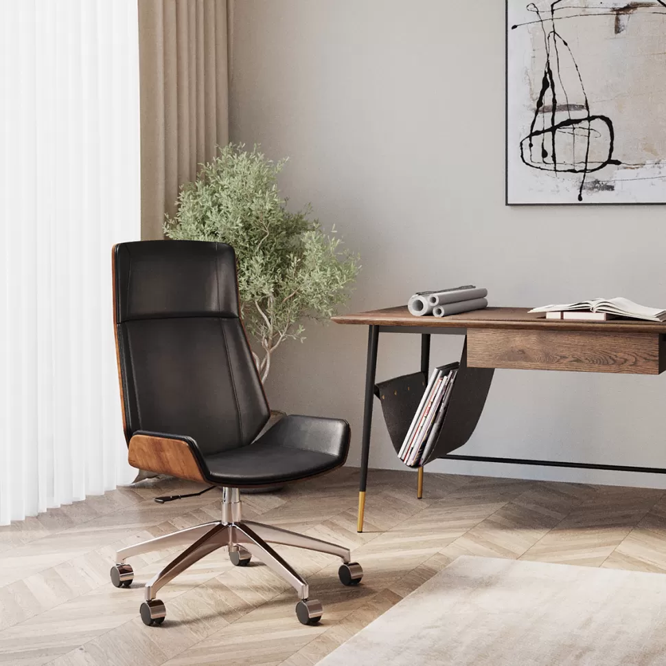 Krzesła-KARE Design Krzesło Biurowe Rouven 59x112 Cm Czarno-brązowe