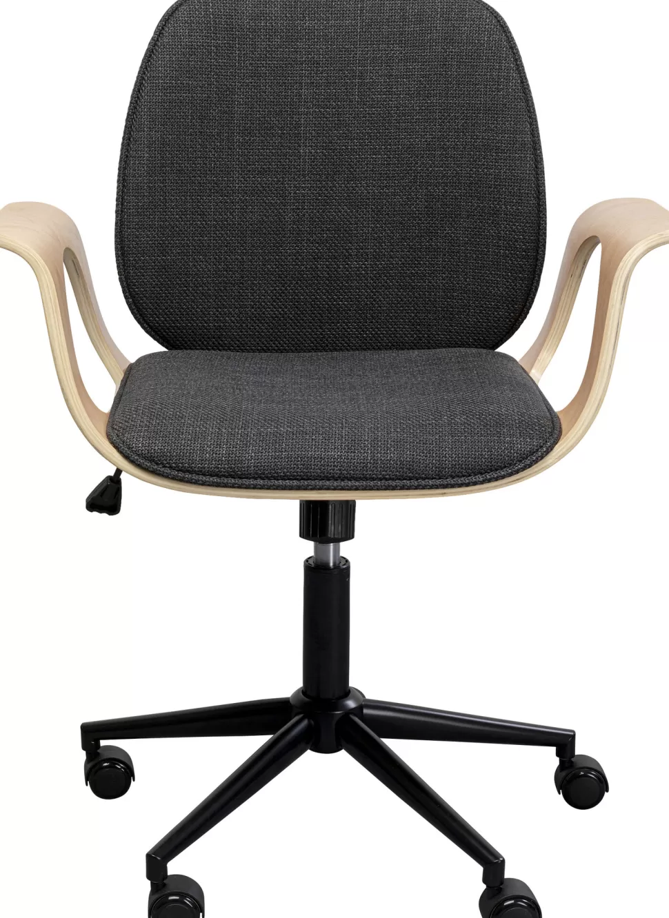 Krzesła-KARE Design Krzesło Biurowe Z Podłokietnikami Szaro-naturalne Nogi Czarne 67x101 Cm