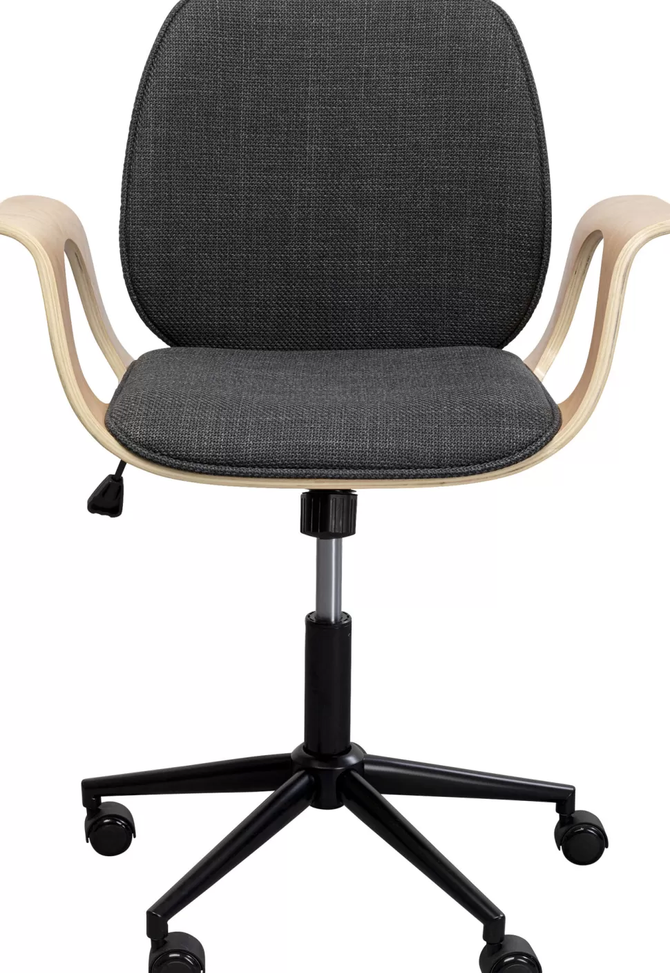 Krzesła-KARE Design Krzesło Biurowe Z Podłokietnikami Szaro-naturalne Nogi Czarne 67x101 Cm