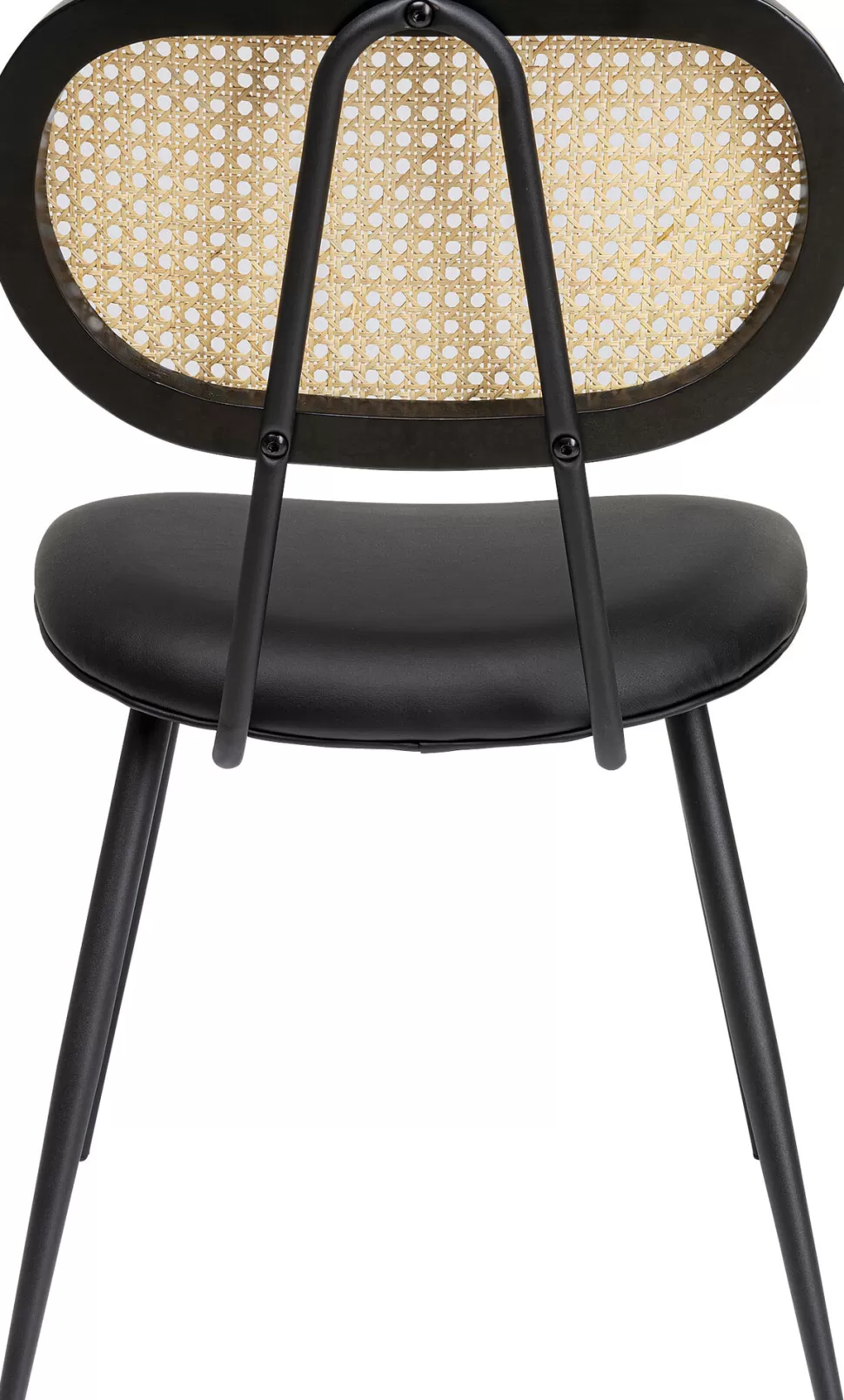 Krzesła-KARE Design Krzesło Do Jadalni Czarne Oparcie Naturalne Nogi Stalowe 47x81 Cm