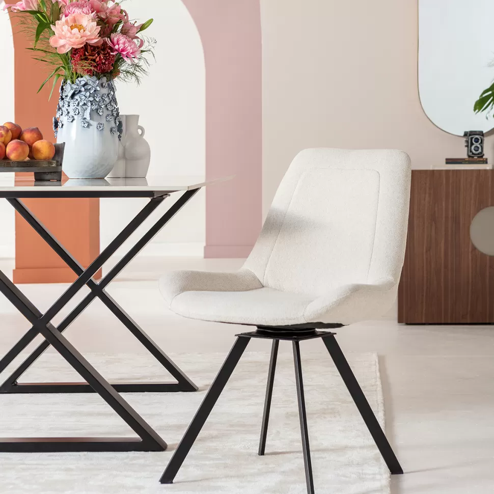 Krzesła-KARE Design Krzesło Obrotowe Baron 57x88 Cm Kremowe
