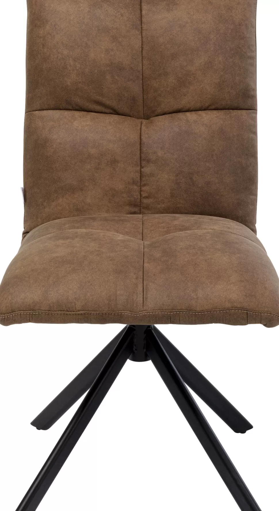 Krzesła-KARE Design Krzesło Obrotowe Pikowane Brązowe Nogi Stal Czarne 51x92 Cm
