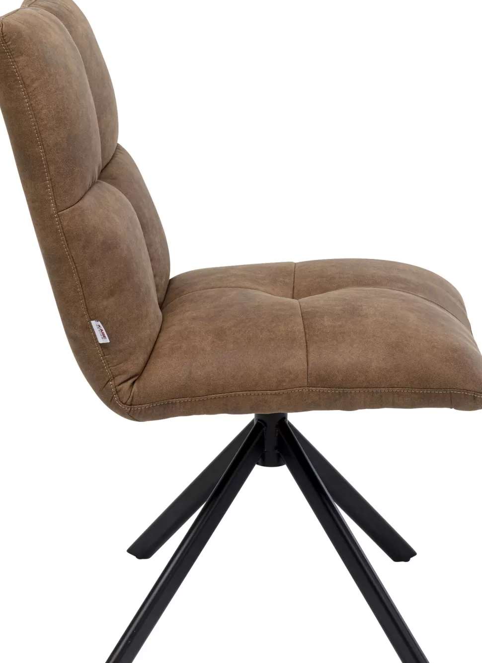 Krzesła-KARE Design Krzesło Obrotowe Pikowane Brązowe Nogi Stal Czarne 51x92 Cm