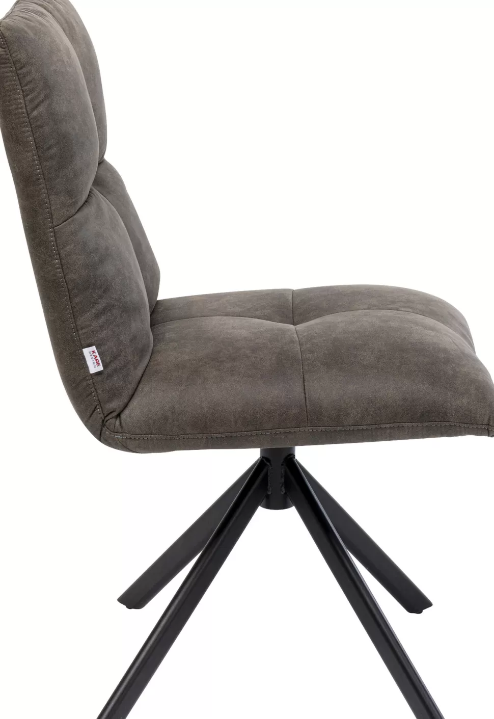 Krzesła-KARE Design Krzesło Obrotowe Pikowane Czarne Nogi Stal 51x92 Cm