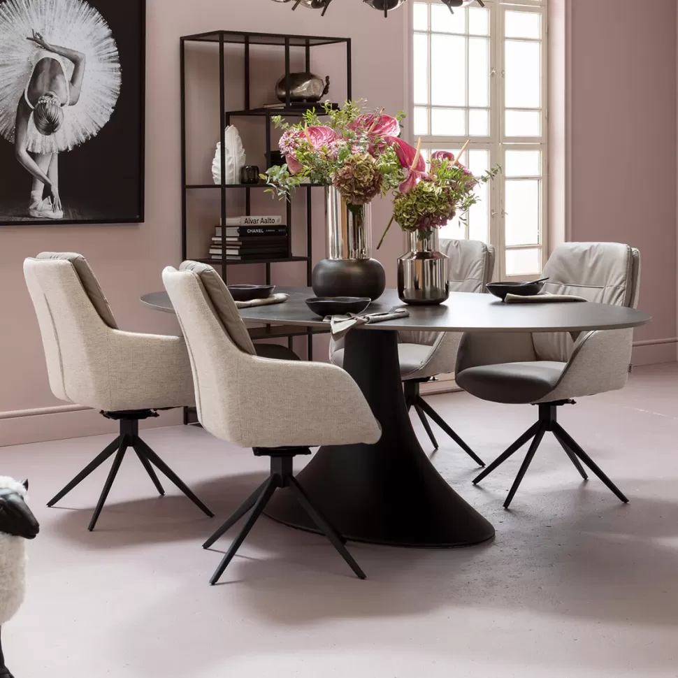 Krzesła-KARE Design Krzesło Obrotowe Z Podłokietnikami Amira 50x87 Cm Beżowe