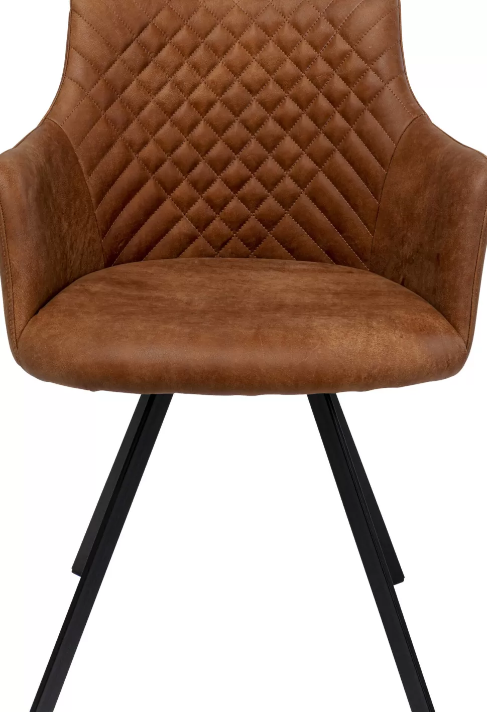 Krzesła-KARE Design Krzesło Obrotowe Z Podłokietnikami Brązowe Nogi Stal Czarne 53x84 Cm