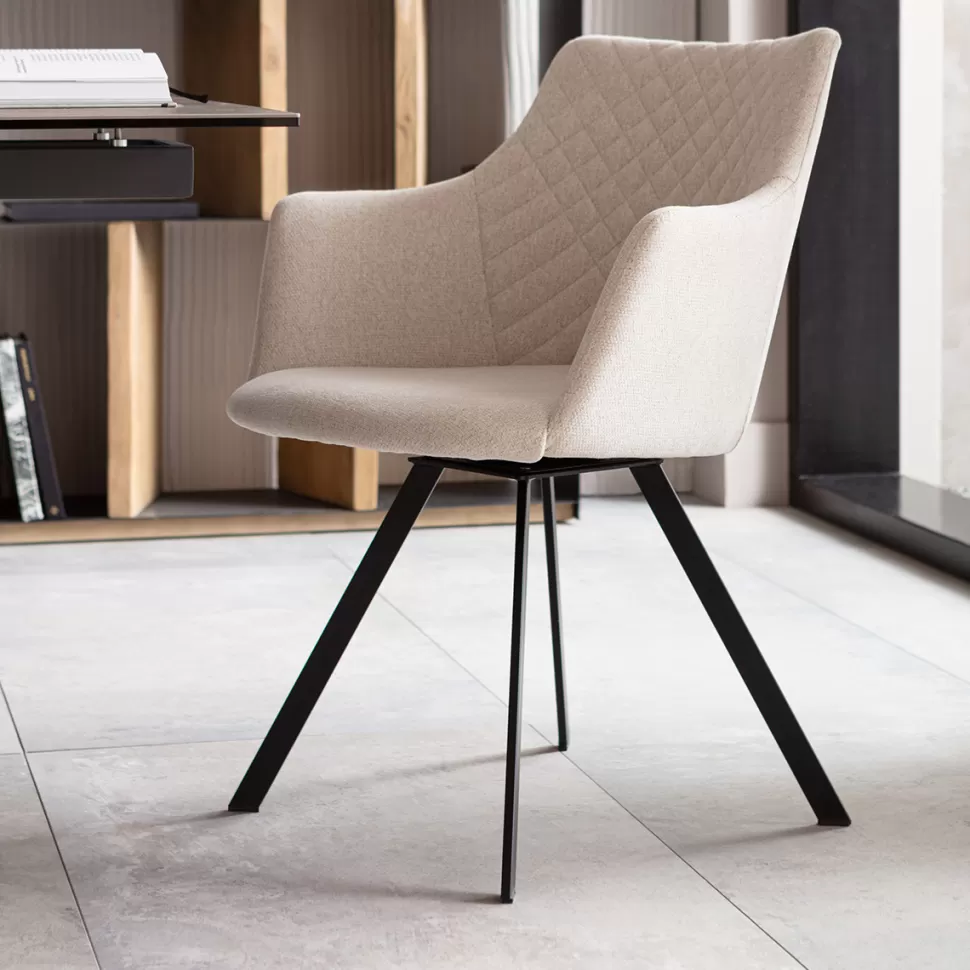 Krzesła-KARE Design Krzesło Obrotowe Z Podłokietnikami Coco 53x84 Cm Kremowe