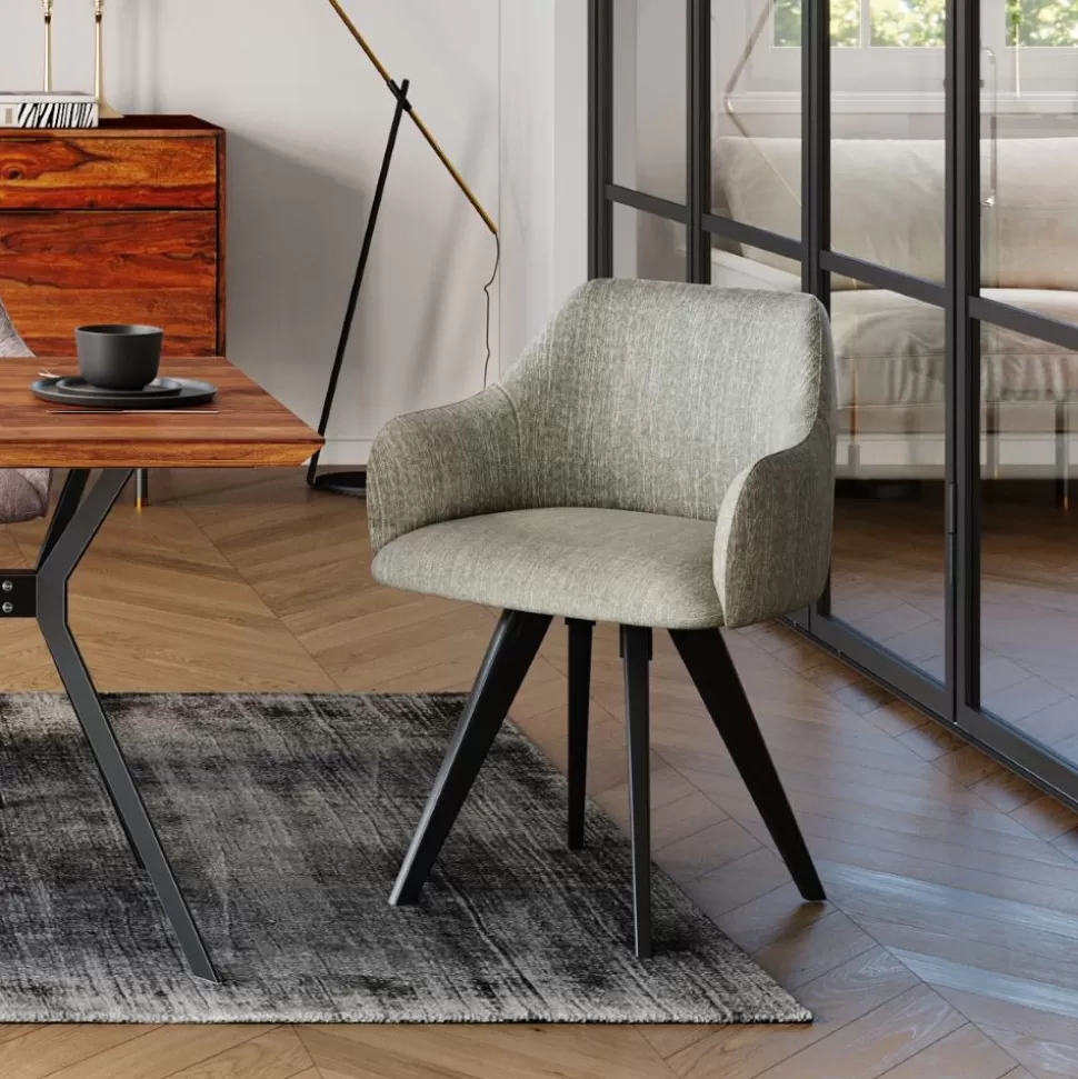 Krzesła-KARE Design Krzesło Obrotowe Z Podłokietnikami Madame 62x87 Cm Jasnoszare