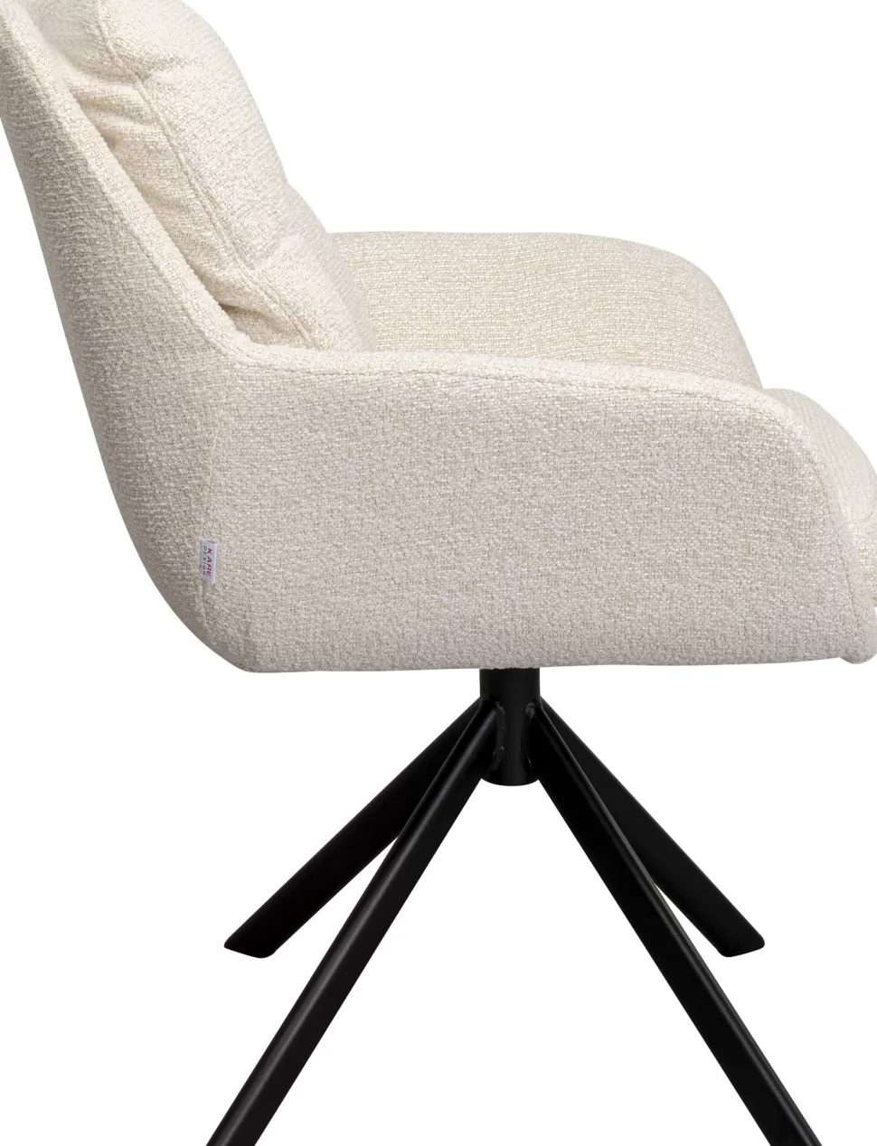 Krzesła-KARE Design Krzesło Obrotowe Z Podłokietnikami Pikowane Beżowe Nogi Czarne Stalowe 69x87 Cm