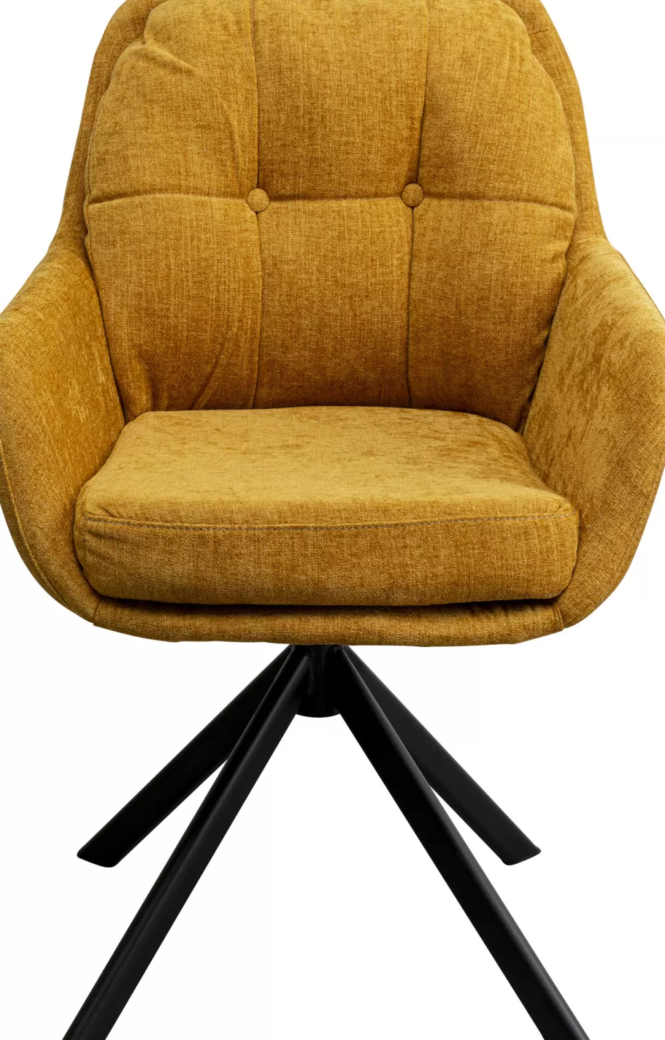 Krzesła-KARE Design Krzesło Obrotowe Z Podłokietnikami Pikowane żółte Nogi Czarne Stalowe 69x87 Cm
