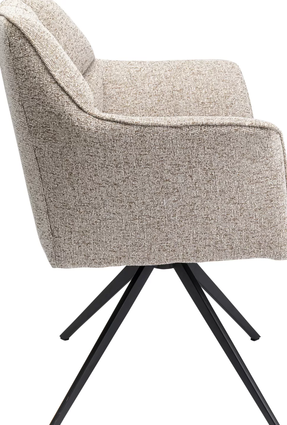 Krzesła-KARE Design Krzesło Obrotowe Z Podłokietnikami Tapicerowane Beżowe Nogi Czarne 66x84 Cm