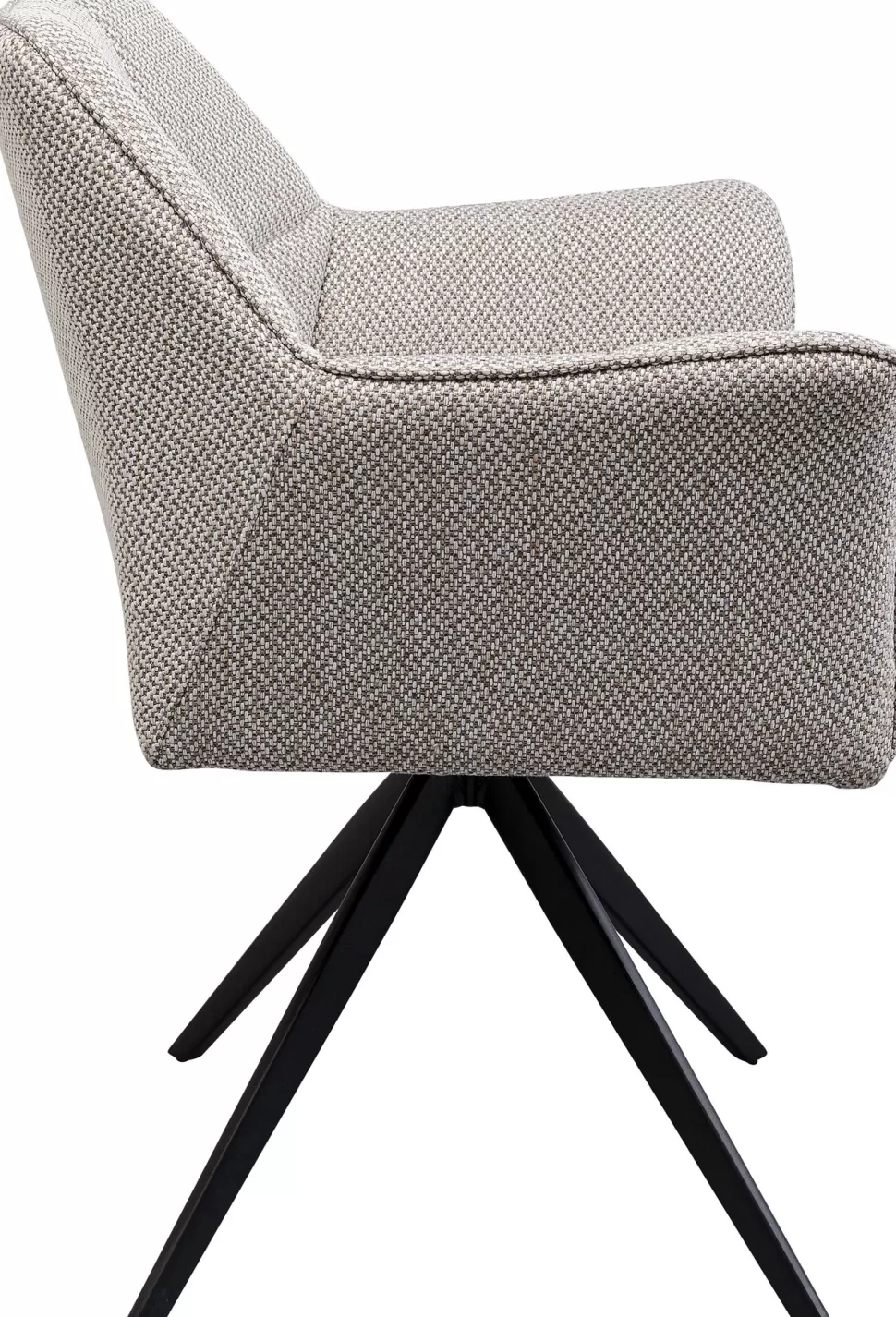 Krzesła-KARE Design Krzesło Obrotowe Z Podłokietnikami Tapicerowane Szare Nogi Czarne 65x85 Cm